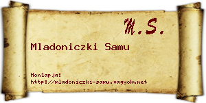 Mladoniczki Samu névjegykártya